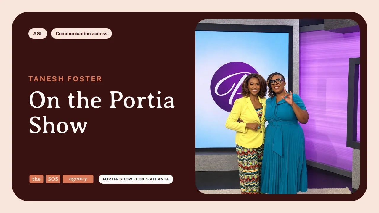 Tanesh Foster, founder of The SOS Agency, on the set of the Portia Show at Fox 5 Atlanta